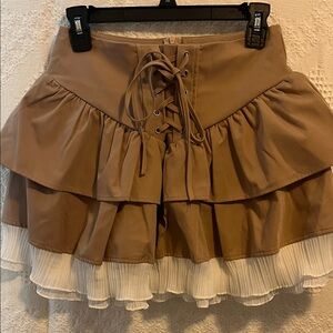 SHEIN Tan and Cream Mini Skirt
